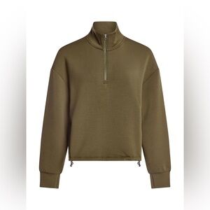 Varley Sian Cropped Half Zip Midlayer size small green olive color
